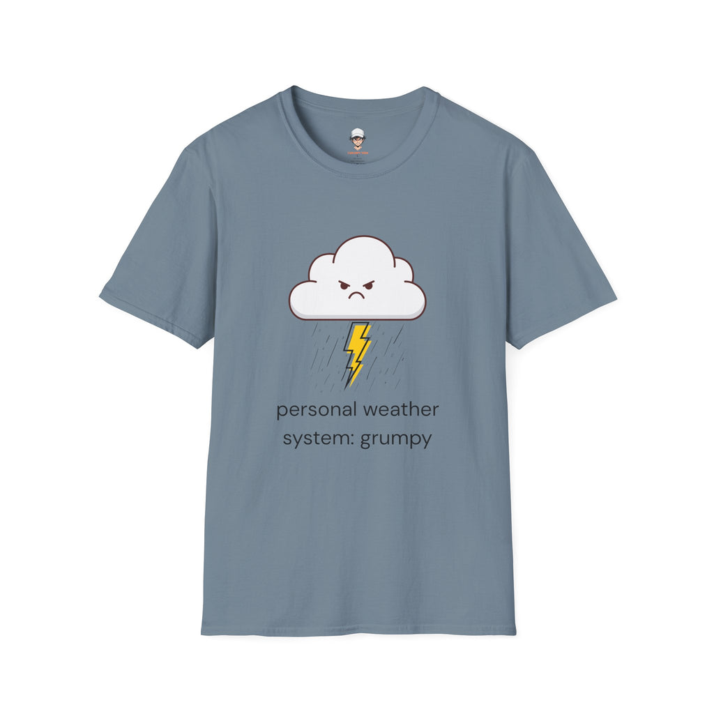 Personal Weather System: Grumpy T‑Shirt — Cute Angry Cloud Graphic Tee
