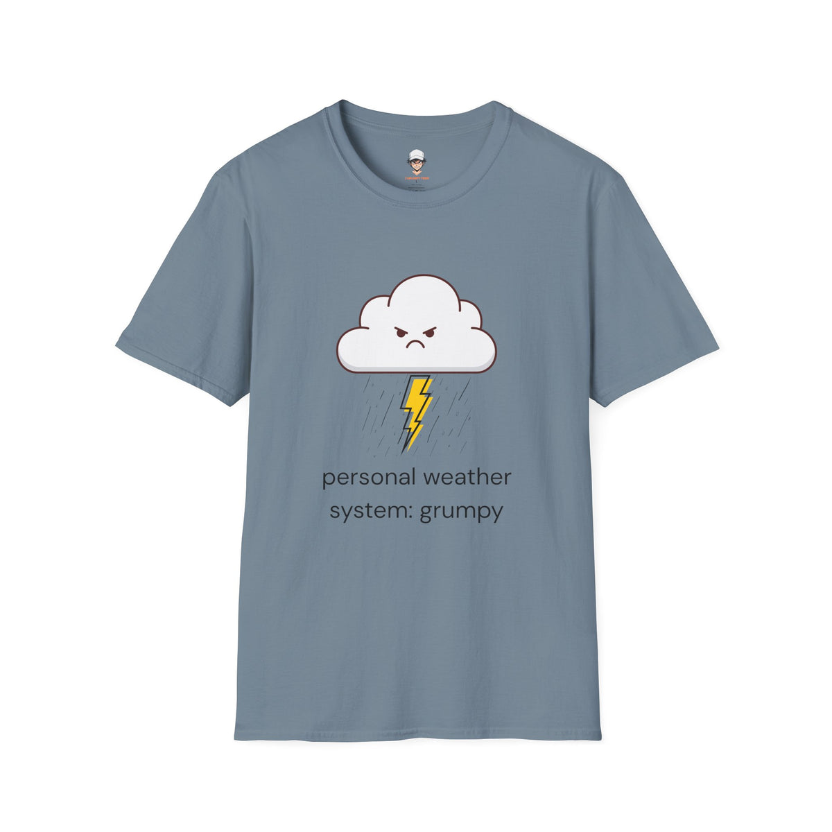Personal Weather System: Grumpy T‑Shirt — Cute Angry Cloud Graphic Tee