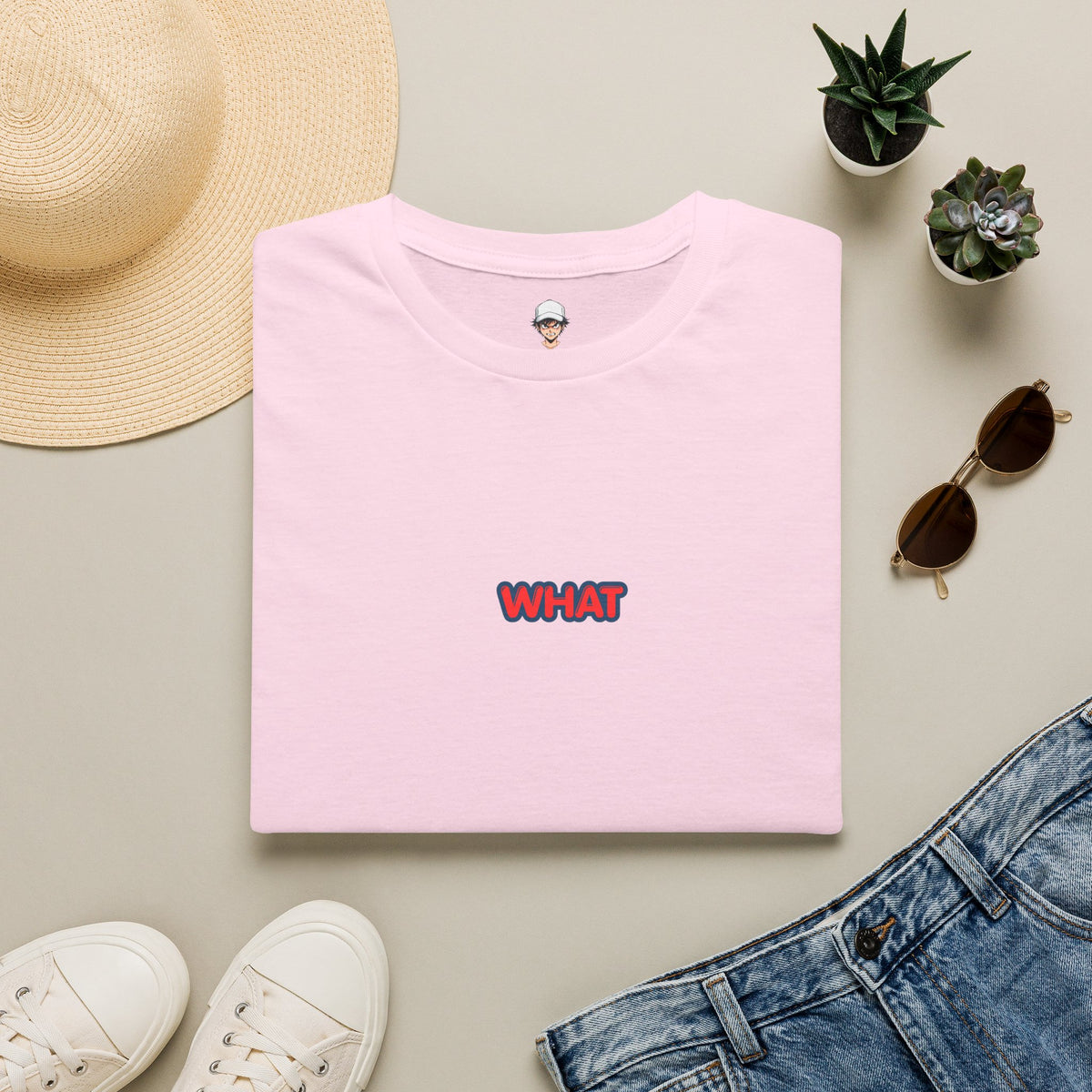 Retro 'WHAT' Chest Print Tee